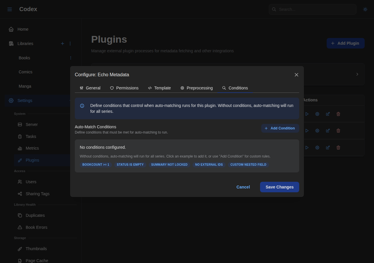 Config Modal - Conditions